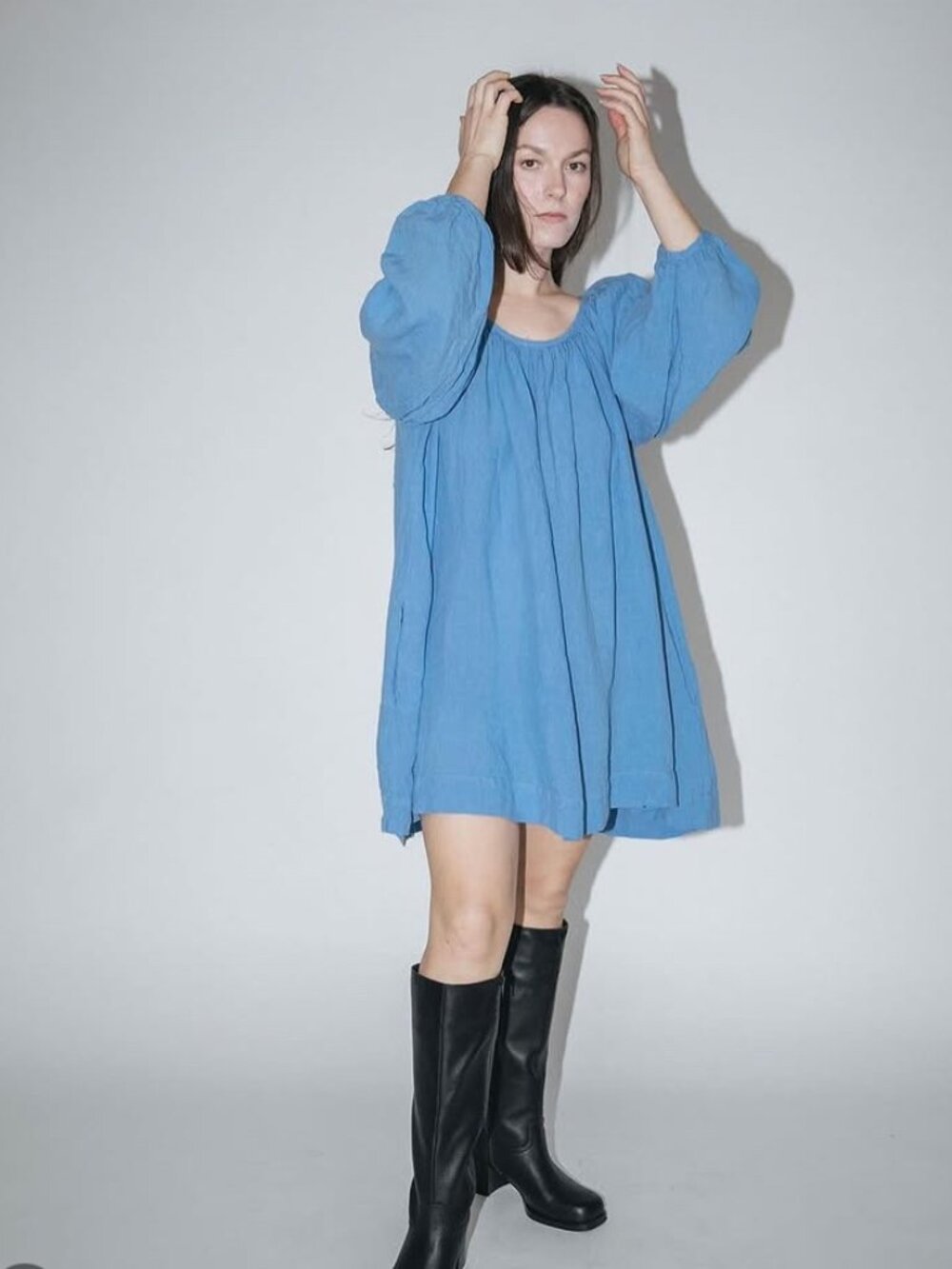 Shelter Mini Olive Dress in Azure